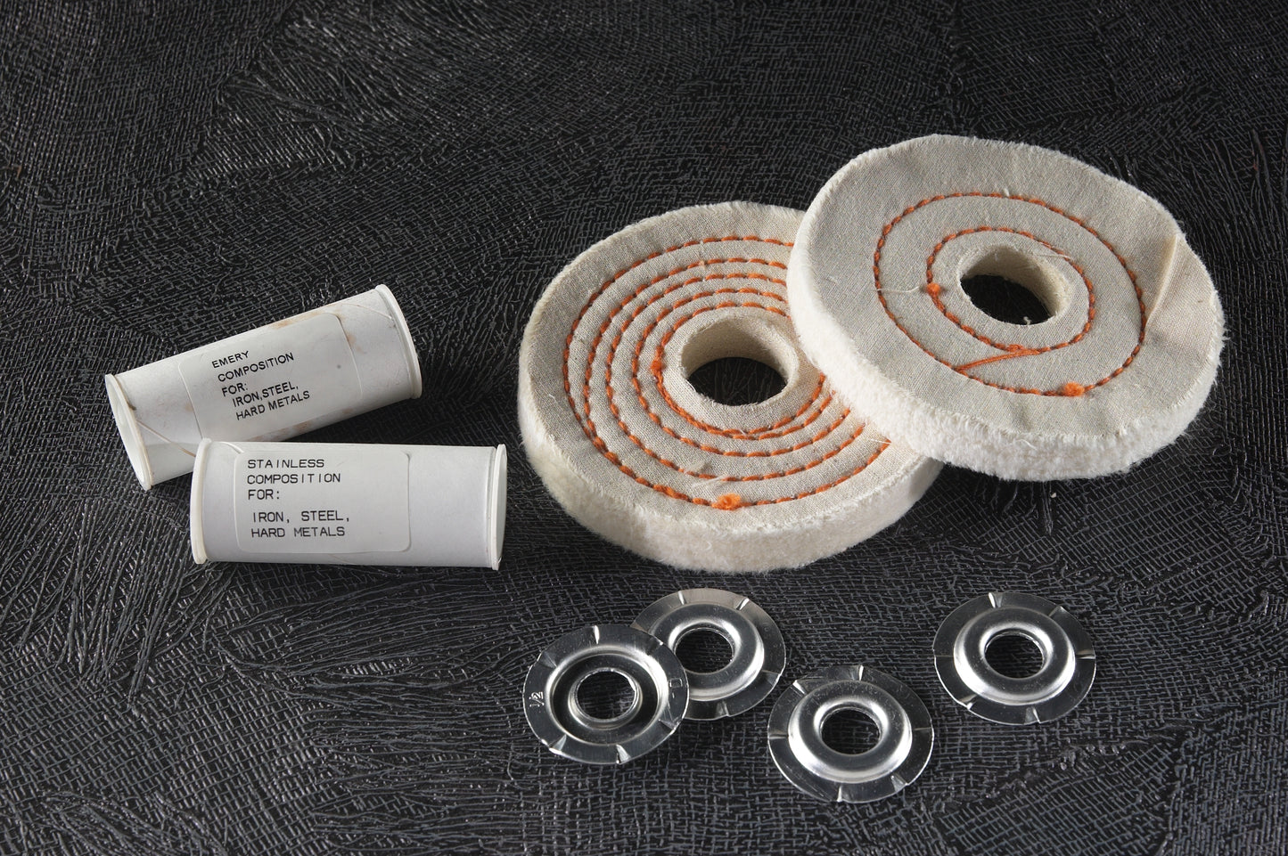 Buffing Kit 4" dia. x 1/2" Buffs for Stainless, Steel & Hard Metals #7500005