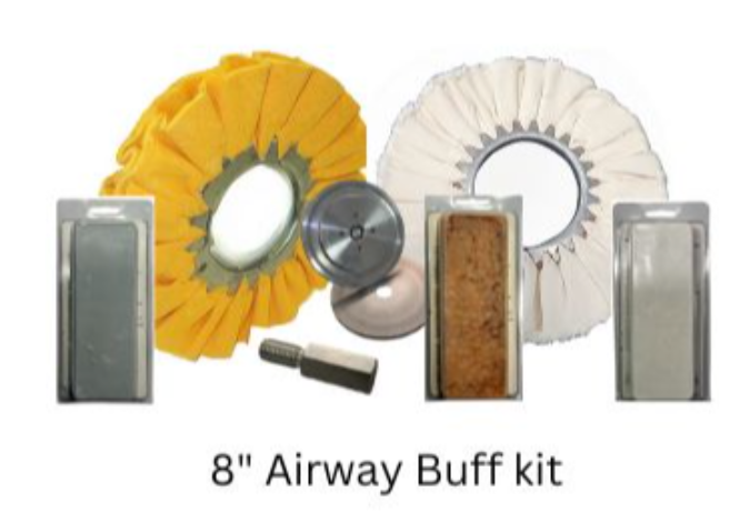 Airway 8 inch diameter Buff Kit with Flanges & Arbor Extender