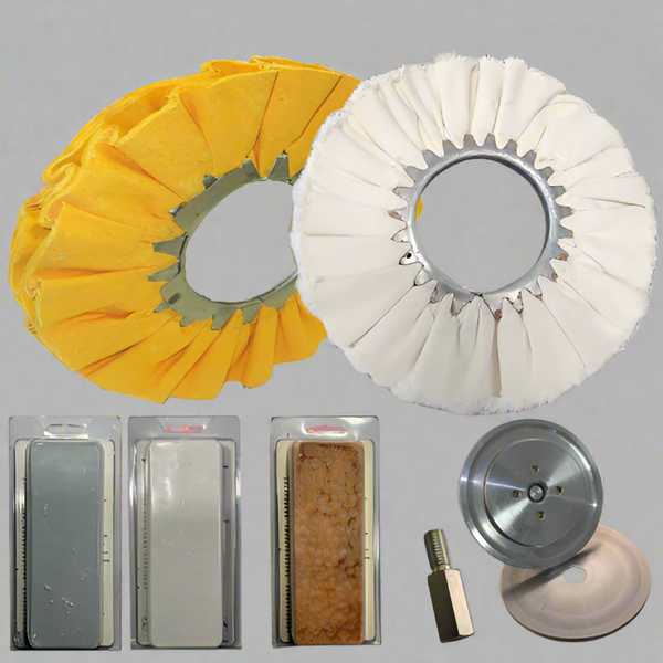 Airway 8 inch diameter Buff Kit with Flanges & Arbor Extender