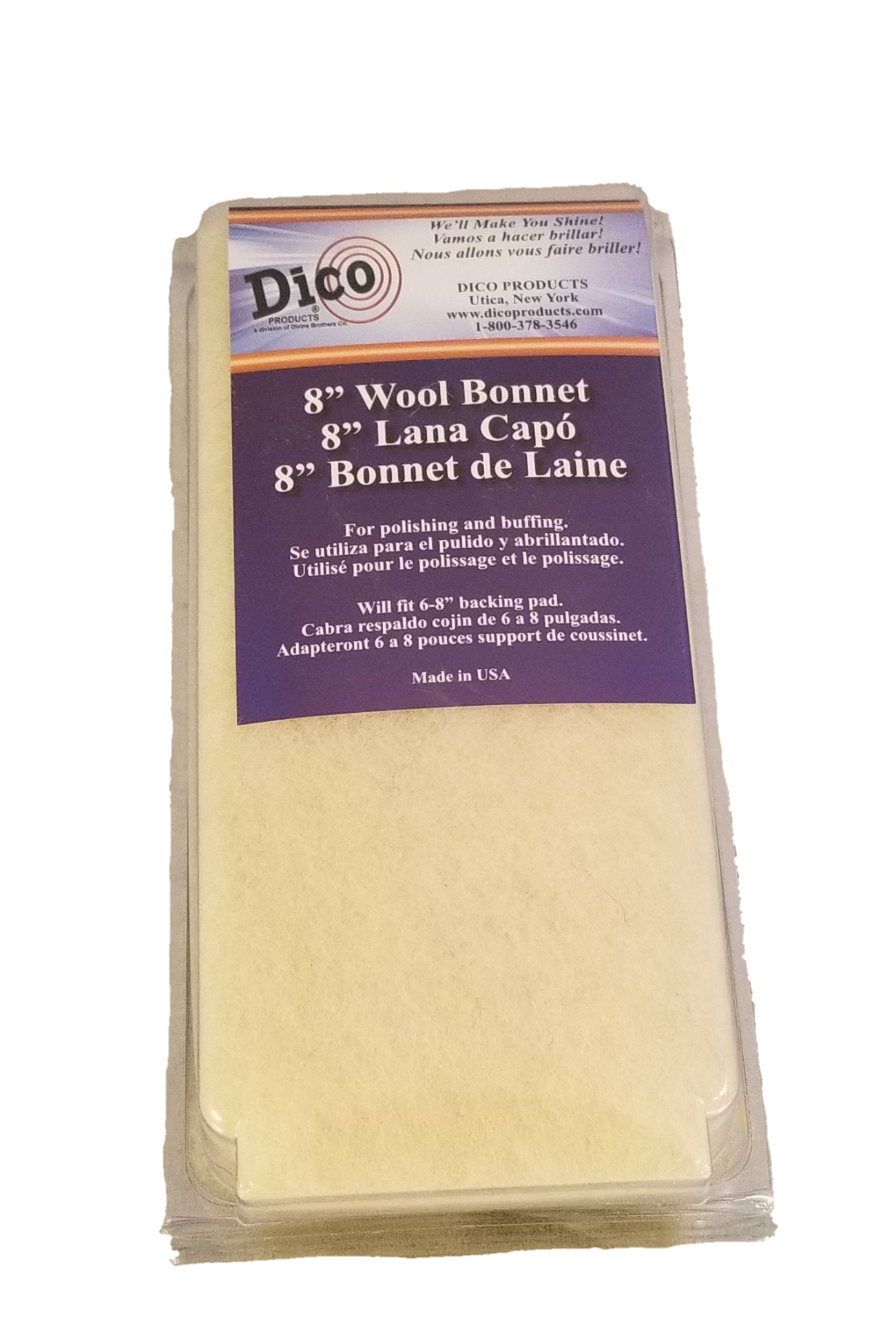 Polishing Bonnet 100% Lambs Wool, Tie on